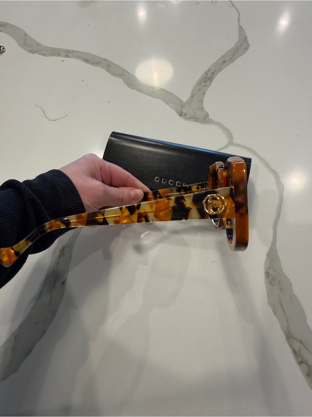 Gucci Tortoiseshell Oversized Square Sunglasses with Gradient Smoke Lenses - Picture 2 of 7